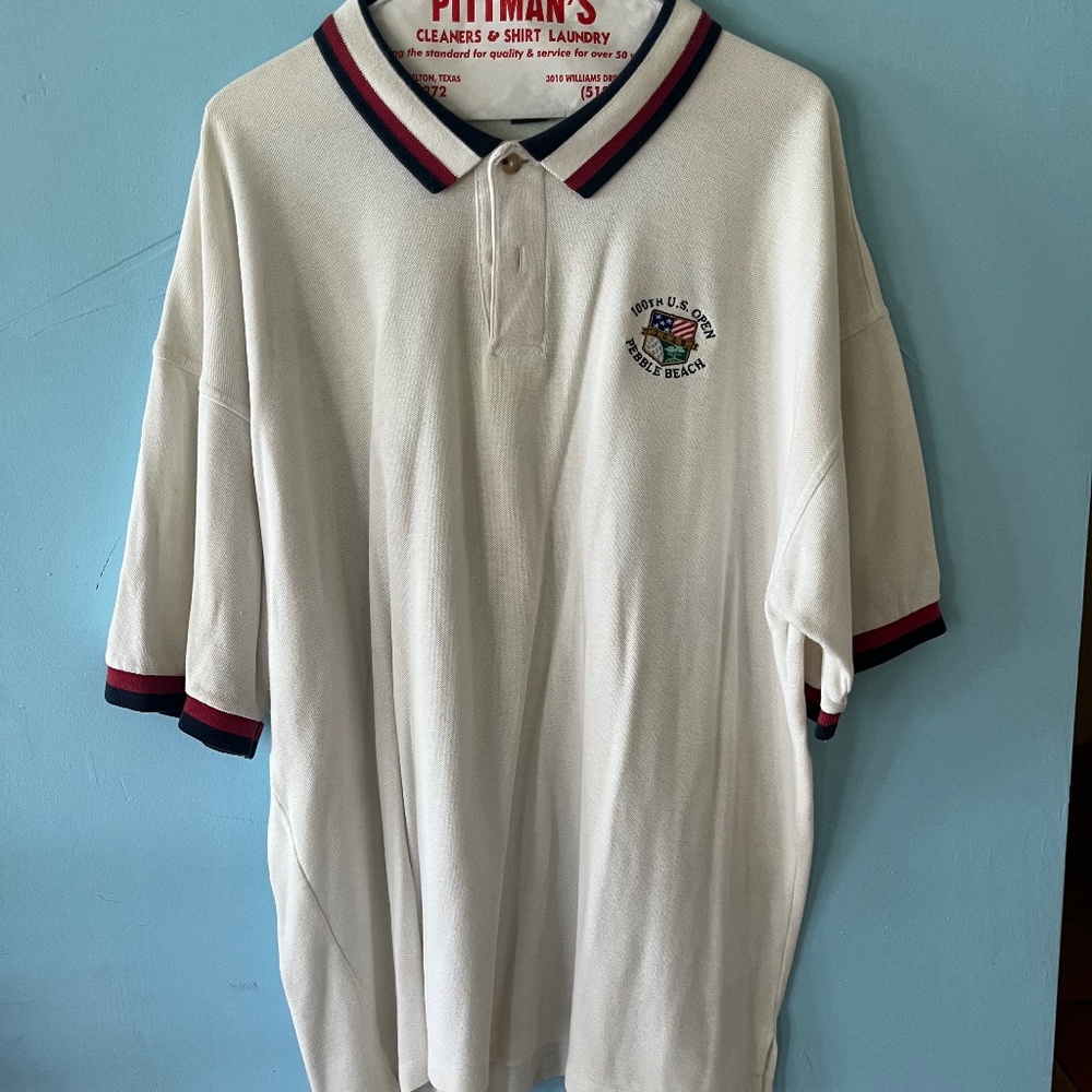 Vintage Sope Creek 100th US Open Red White and Blue Polo Sz XL Pebble Beach